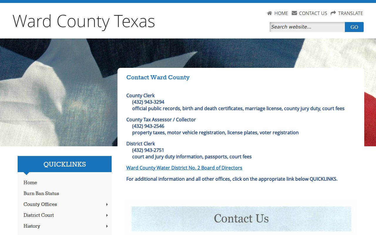 Ward County warrant records routing directory