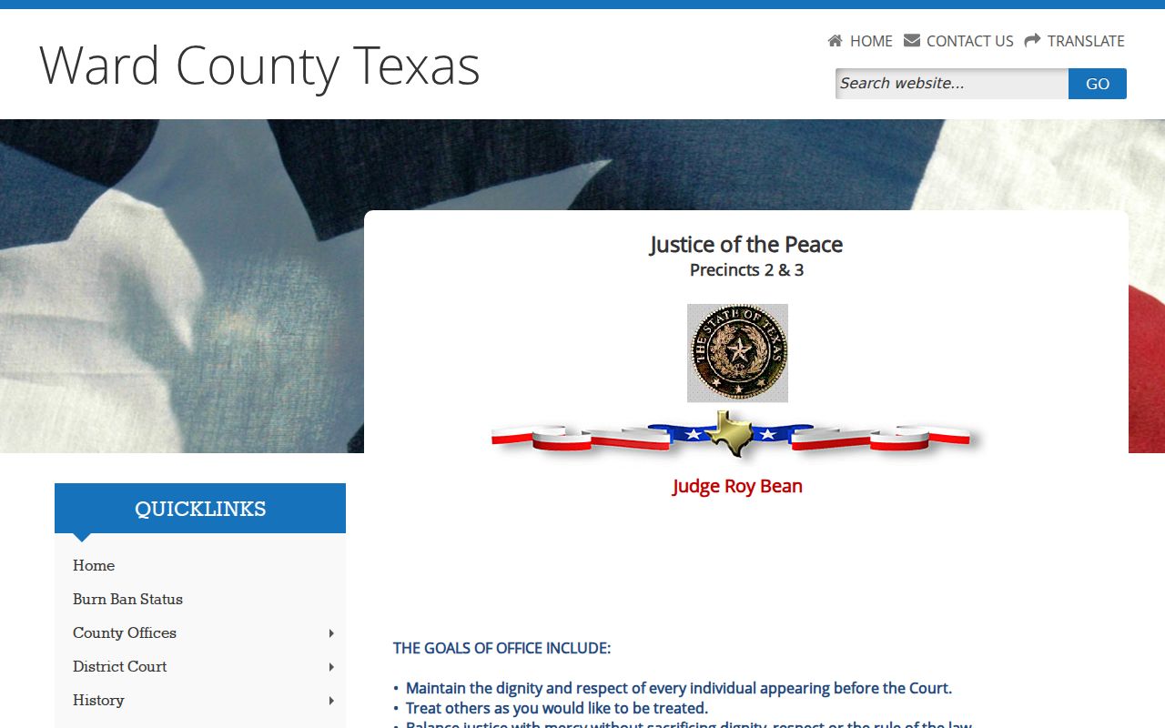 Ward County bench warrant contact route for JP Precincts 2 and 3
