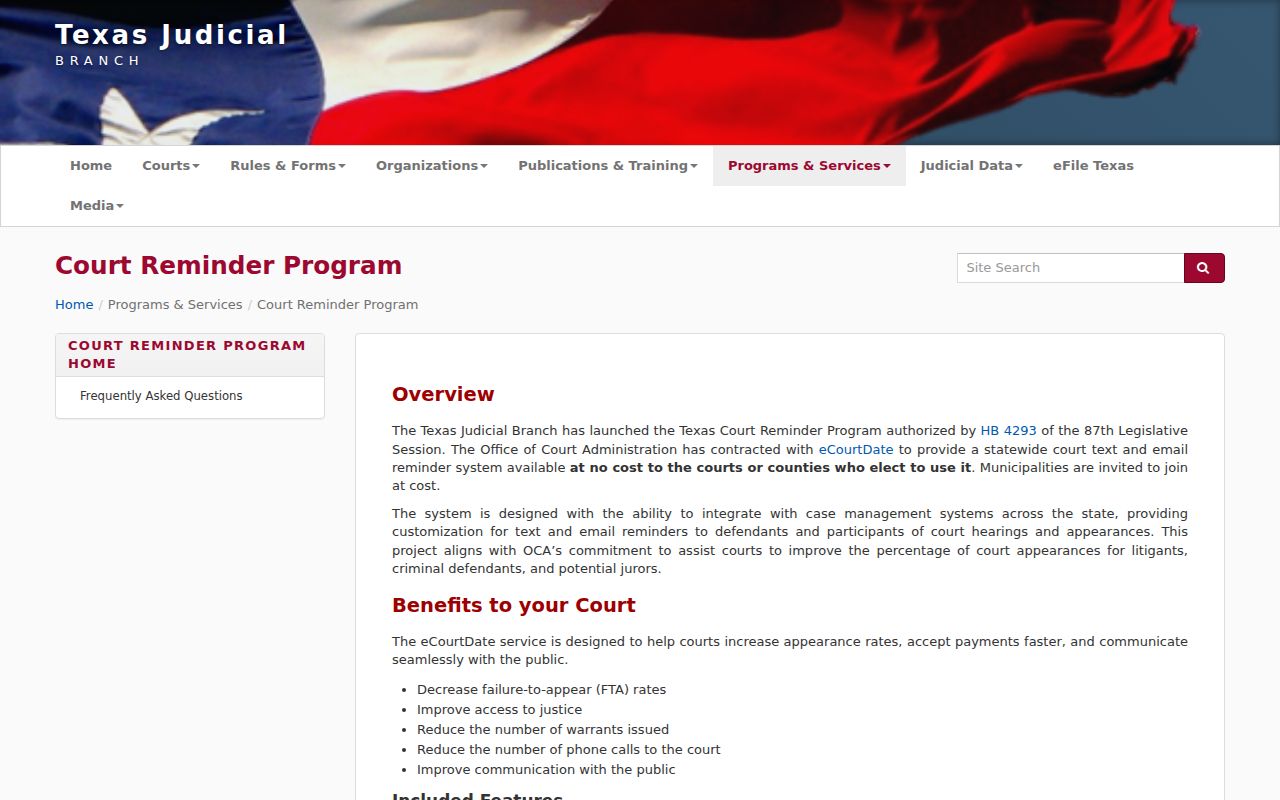 Ward County active warrant process and Texas court reminder context