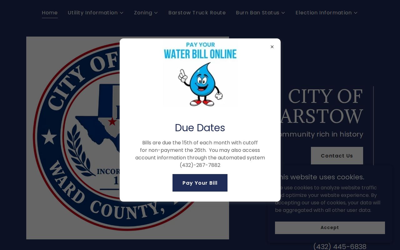 Barstow warrant records routing through the official city contact page