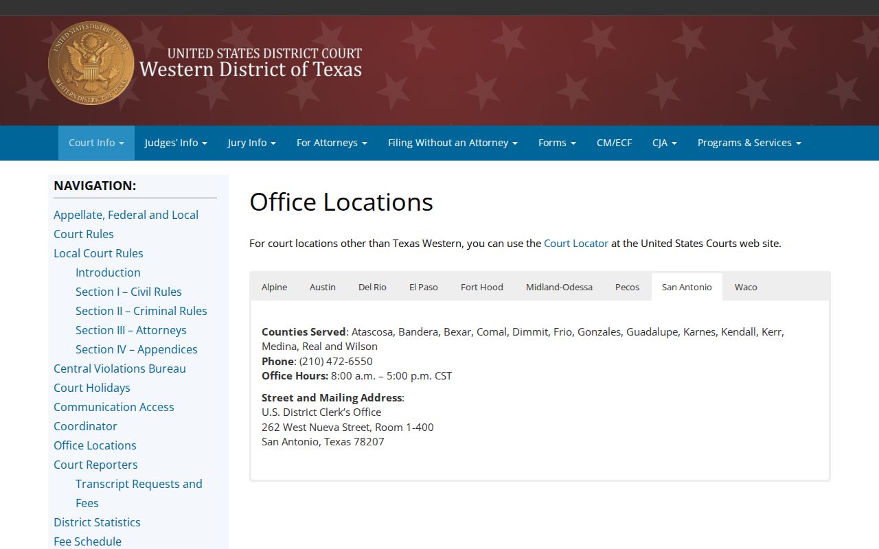 Ward County arrest warrant federal Pecos Division court location