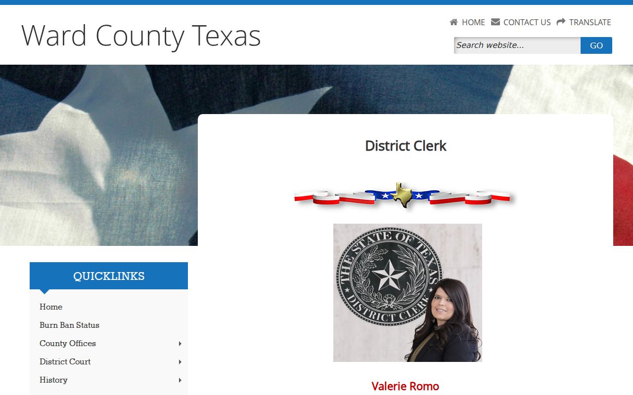 Ward County arrest warrant district clerk criminal records contact